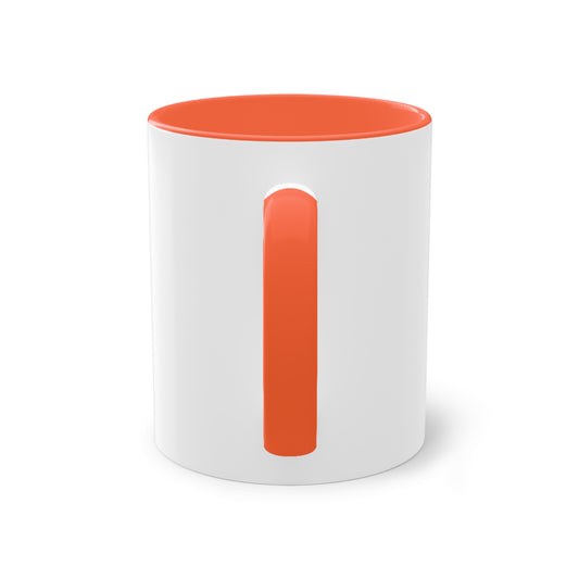 Two-tone mug I KNOW IMMEDIATELY – ORANGE PRINT – 325 ml