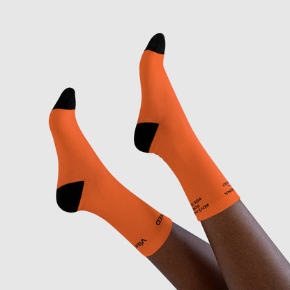 Oranžové ponožky s českým nápisem – CELOPLOŠNÝ POTISK – unisex