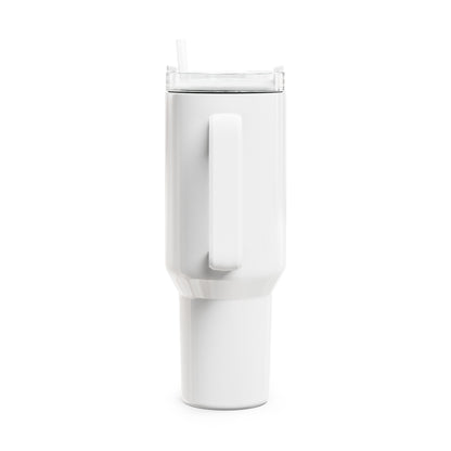 Bílý termohrnek VÍM HNED s uchem – POTISK – 1,18 l