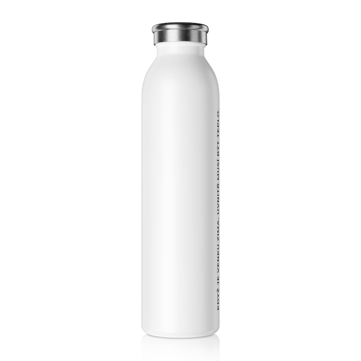 Bílá termo láhev VÍM HNED – VERTIKÁLNÍ POTISK – 591 ml